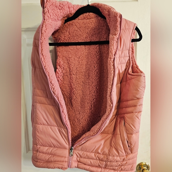 Time and Tru Walmart Brand Puffer Zipper Sleeveless Vest Size Small (4-6) Pink - Picture 5 of 9